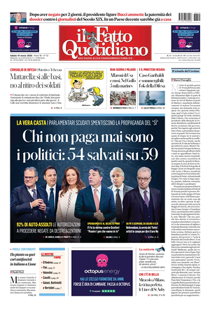 Prima pagina Il Fatto Quotidiano di oggi - Quotidiano nazionale