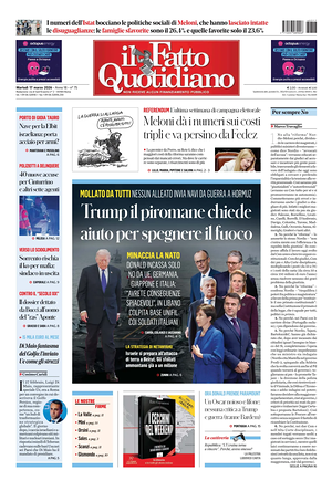 Prima pagina Il Fatto Quotidiano di oggi - Quotidiano nazionale