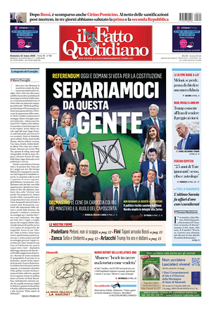 Prima pagina Il Fatto Quotidiano di oggi - Quotidiano nazionale