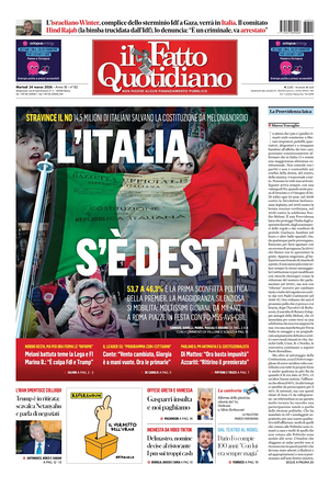 Prima pagina Il Fatto Quotidiano di oggi - Quotidiano nazionale