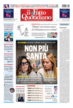 Prima pagina Il Fatto Quotidiano di oggi - Quotidiano nazionale