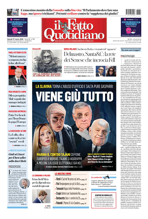 Prima pagina Il Fatto Quotidiano di oggi - Quotidiano nazionale