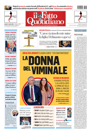 Prima pagina Il Fatto Quotidiano di oggi - Quotidiano nazionale