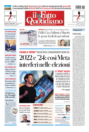 Prima pagina Il Fatto Quotidiano di oggi - Quotidiano nazionale