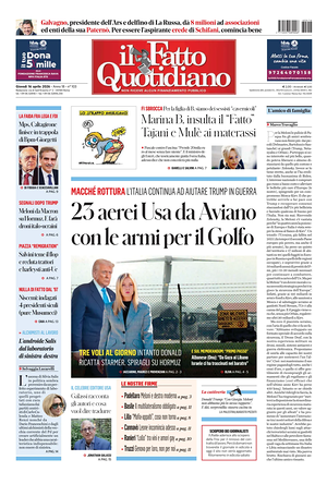 Prima pagina Il Fatto Quotidiano di oggi - Quotidiano nazionale