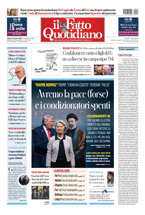 Prima pagina Il Fatto Quotidiano di oggi - Quotidiano nazionale