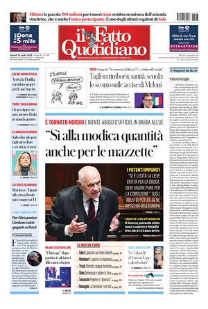 Prima pagina Il Fatto Quotidiano di oggi - Quotidiano nazionale