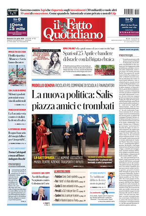 Prima pagina Il Fatto Quotidiano di oggi - Quotidiano nazionale