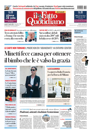 Prima pagina Il Fatto Quotidiano di oggi - Quotidiano nazionale