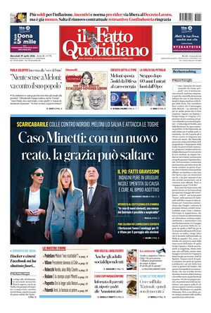 Prima pagina Il Fatto Quotidiano di oggi - Quotidiano nazionale