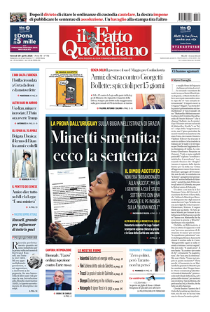 Prima pagina Il Fatto Quotidiano di oggi - Quotidiano nazionale
