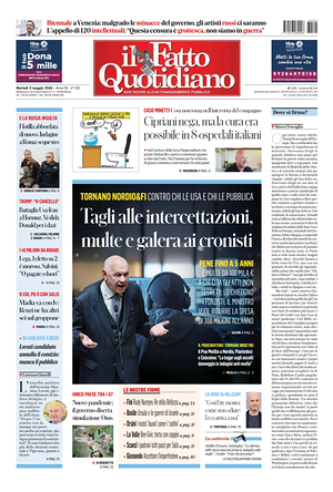 Prima pagina Il Fatto Quotidiano di oggi - Quotidiano nazionale