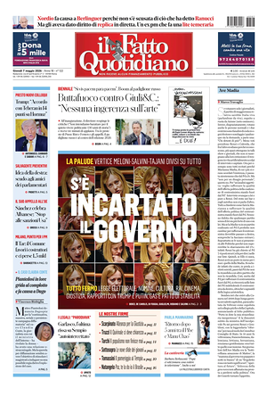 Prima pagina Il Fatto Quotidiano di oggi - Quotidiano nazionale