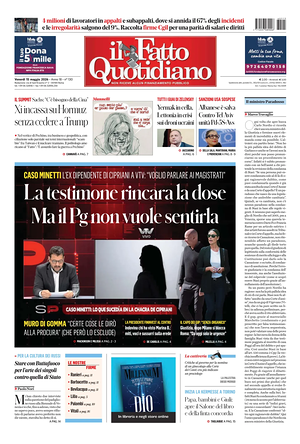 Prima pagina Il Fatto Quotidiano di oggi - Quotidiano nazionale