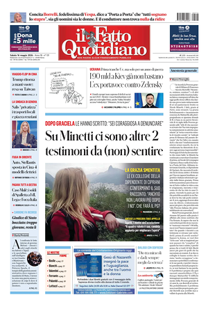 Prima pagina Il Fatto Quotidiano di oggi - Quotidiano nazionale