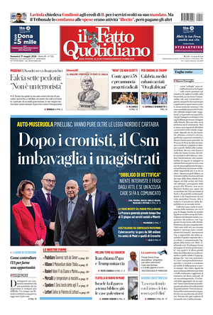Prima pagina Il Fatto Quotidiano di oggi - Quotidiano nazionale