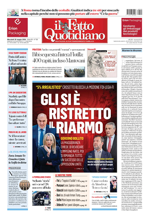 Prima pagina Il Fatto Quotidiano di oggi - Quotidiano nazionale
