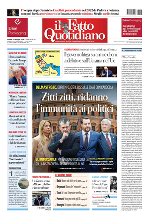 Prima pagina Il Fatto Quotidiano di oggi - Quotidiano nazionale
