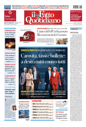 Prima pagina Il Fatto Quotidiano di oggi - Quotidiano nazionale