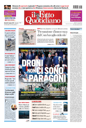 Prima pagina Il Fatto Quotidiano di oggi - Quotidiano nazionale