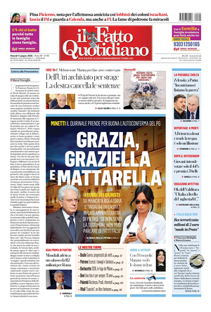 Prima pagina Il Fatto Quotidiano di oggi - Quotidiano nazionale