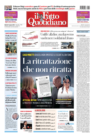 Il Fatto Quotidiano prima pagina