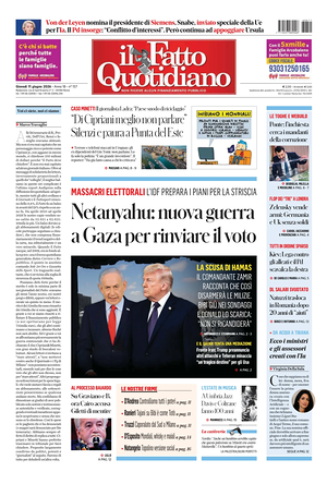 Prima pagina Il Fatto Quotidiano di oggi - Quotidiano nazionale