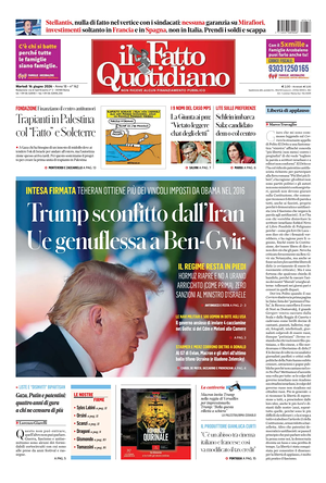 Prima pagina Il Fatto Quotidiano di oggi - Quotidiano nazionale