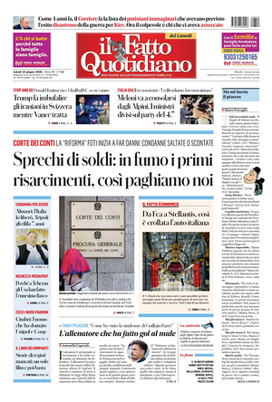 Prima pagina Il Fatto Quotidiano di oggi - Quotidiano nazionale