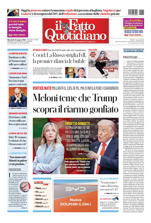 Prima pagina Il Fatto Quotidiano di oggi - Quotidiano nazionale