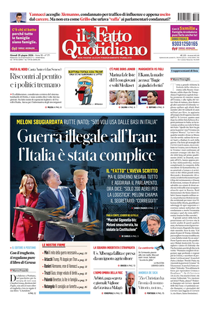 Prima pagina Il Fatto Quotidiano di oggi - Quotidiano nazionale