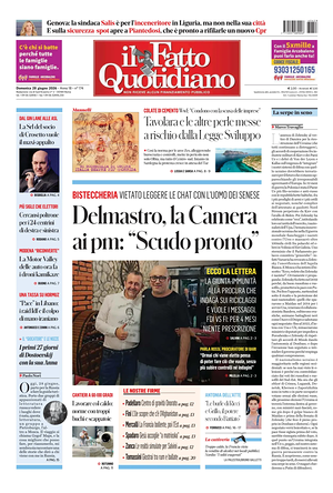 Prima pagina Il Fatto Quotidiano di oggi - Quotidiano nazionale
