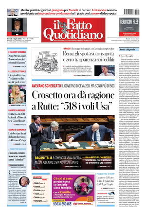 Prima pagina Il Fatto Quotidiano di oggi - Quotidiano nazionale