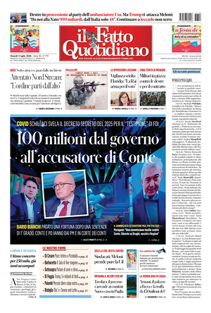 Prima pagina Il Fatto Quotidiano di oggi - Quotidiano nazionale