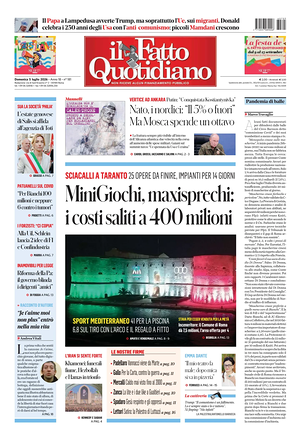 Prima pagina Il Fatto Quotidiano di oggi - Quotidiano nazionale