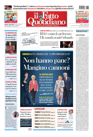 Prima pagina Il Fatto Quotidiano di oggi - Quotidiano nazionale