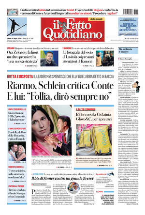 Prima pagina Il Fatto Quotidiano di oggi - Quotidiano nazionale