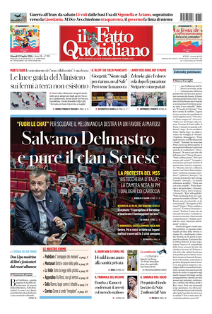 Prima pagina Il Fatto Quotidiano di oggi - Quotidiano nazionale
