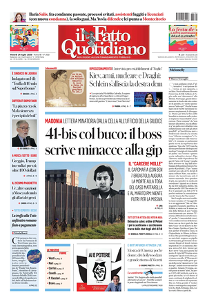 Prima pagina Il Fatto Quotidiano di oggi - Quotidiano nazionale