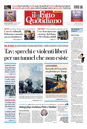 Prima pagina Il Fatto Quotidiano di oggi - Quotidiano nazionale
