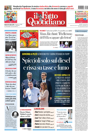Prima pagina Il Fatto Quotidiano di oggi - Quotidiano nazionale