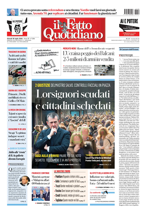 Prima pagina Il Fatto Quotidiano di oggi - Quotidiano nazionale