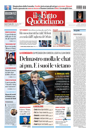 Prima pagina Il Fatto Quotidiano di oggi - Quotidiano nazionale