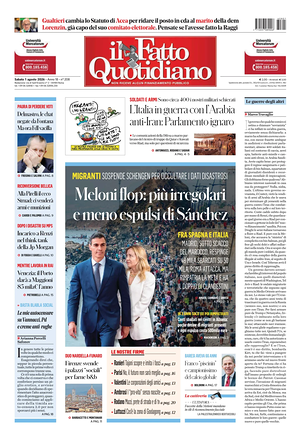 Prima pagina Il Fatto Quotidiano di oggi - Quotidiano nazionale