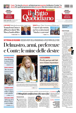Prima pagina Il Fatto Quotidiano di oggi - Quotidiano nazionale