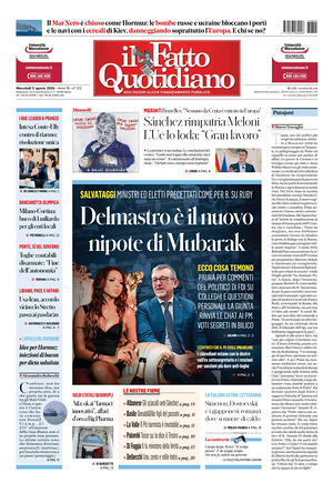 Prima pagina Il Fatto Quotidiano di oggi - Quotidiano nazionale