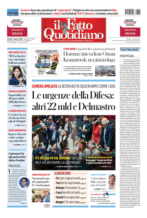 Prima pagina Il Fatto Quotidiano di oggi - Quotidiano nazionale