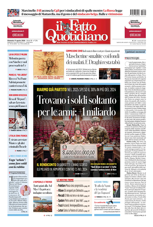 Prima pagina Il Fatto Quotidiano di oggi - Quotidiano nazionale