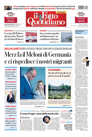 Prima pagina Il Fatto Quotidiano di oggi - Quotidiano nazionale