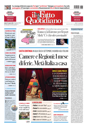 Prima pagina Il Fatto Quotidiano di oggi - Quotidiano nazionale